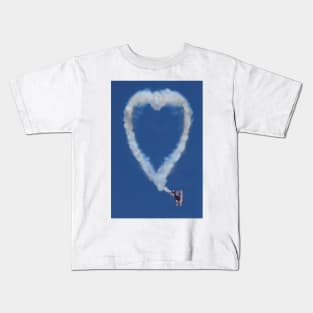 Heart shape smoke and plane Kids T-Shirt
